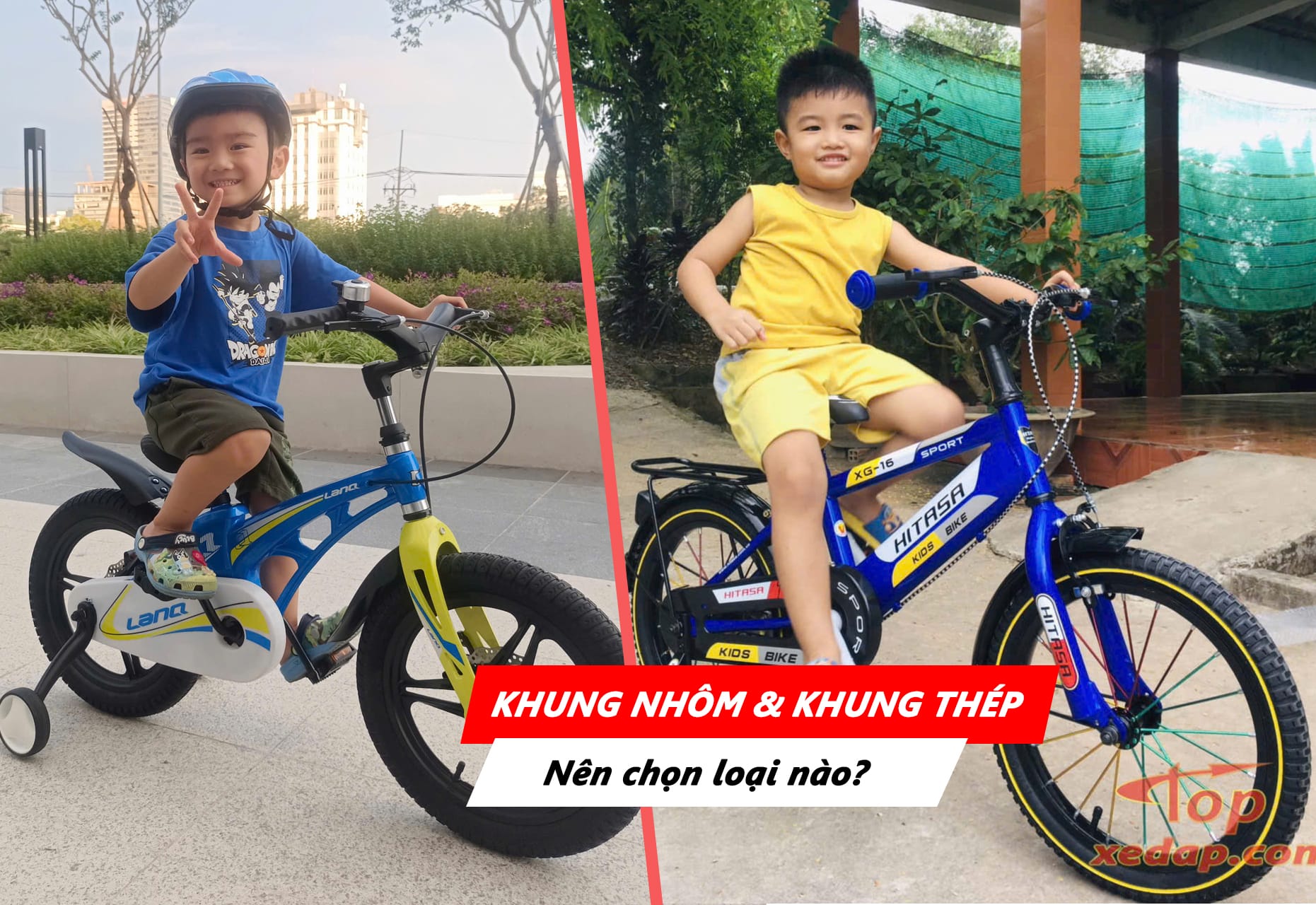 so sánh xe đạp trẻ em khung nhôm và khung thép