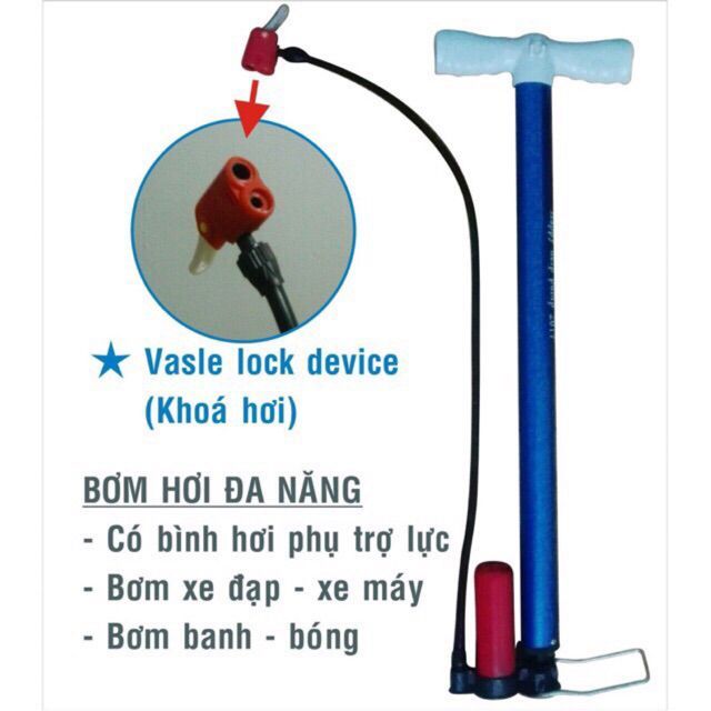 Ống bơm hơi xe đạp, xe máy có bình trợ lực