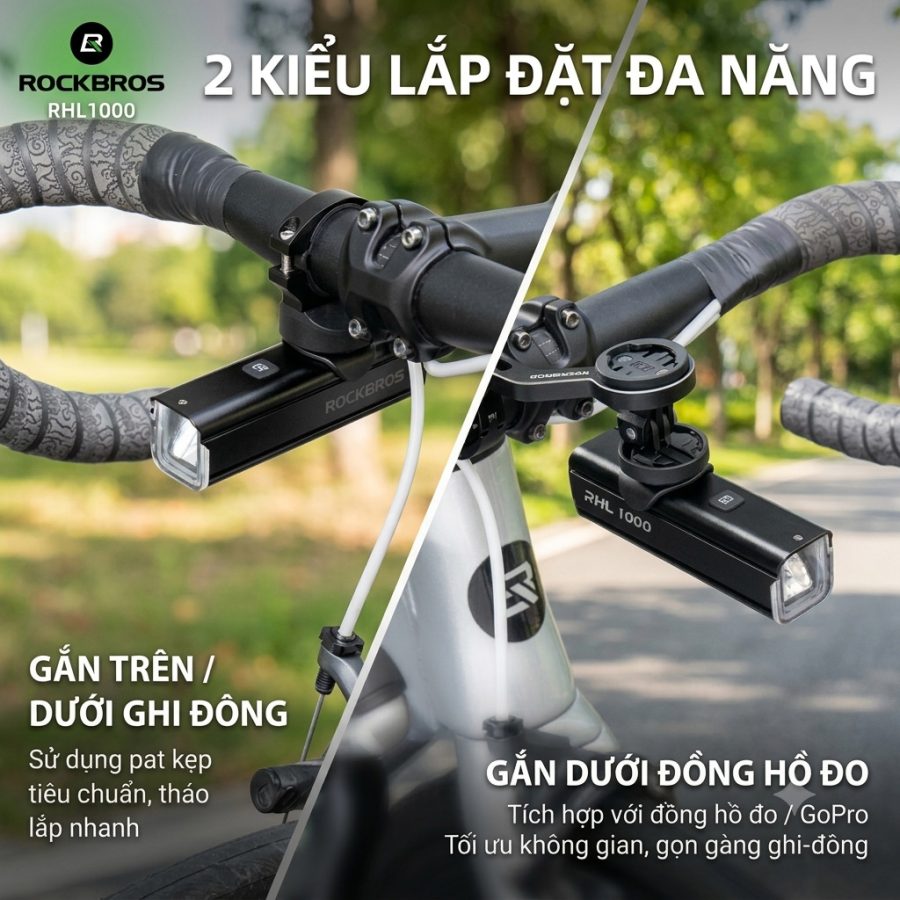 Đèn Trước Xe Đạp Rockbros RHL1000 – 1000 Lumen, Pin 4500mAh, IPX6 Gemini Generated Image n3y703n3y703n3y7