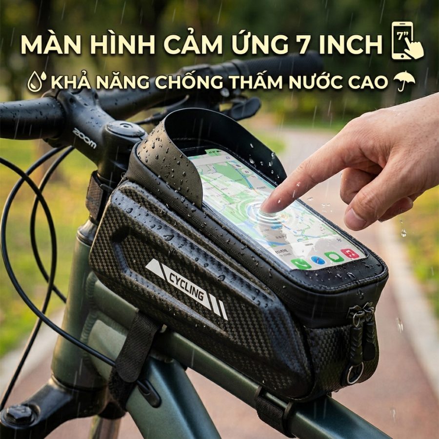 túi treo sườn xe đạp màn hình 7 inch